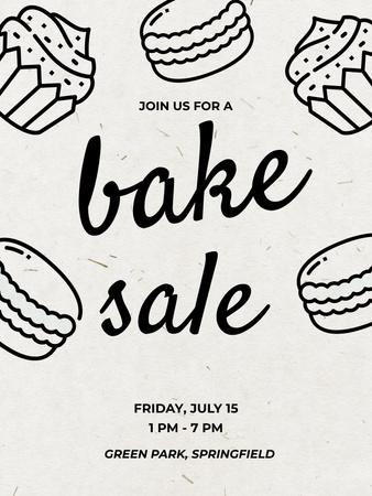 Modèle de visuel Bakery Sale Announcement with Illustration of Cupcakes - Poster US