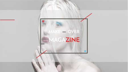 Fashion Magazine Ad with Girl in White Makeup Youtubeデザインテンプレート