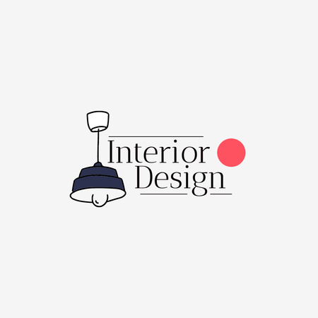 Interior Design Studio Services with Emblem of Lamp Animated Logo Design Template