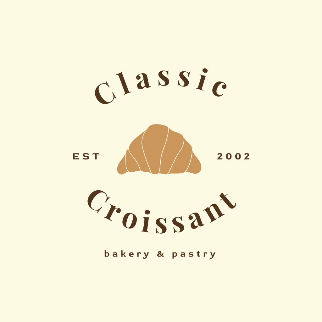 Classic Bakery Shop Emblem with Appetizing Croissant Logo Design Template