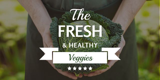 Designvorlage Fresh veggies with farmer für Twitter