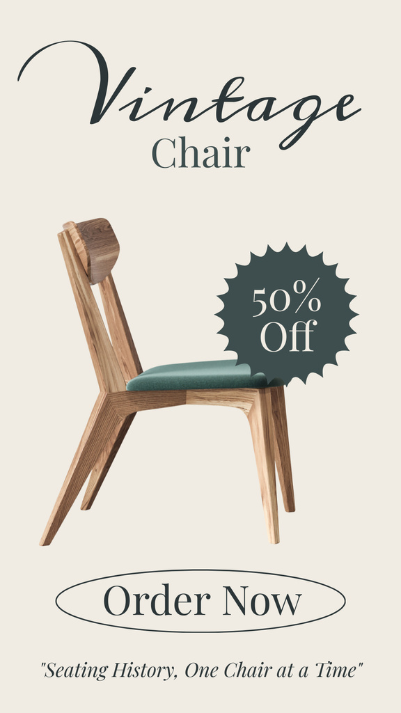 Wooden Classic Chair With Discounts Offer Instagram Story tervezősablon