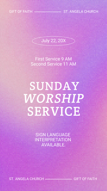 Sunday Worship Service Announcement Instagram Story Design Template