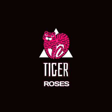 Drawn Pink Tiger Logo 1080x1080px Design Template