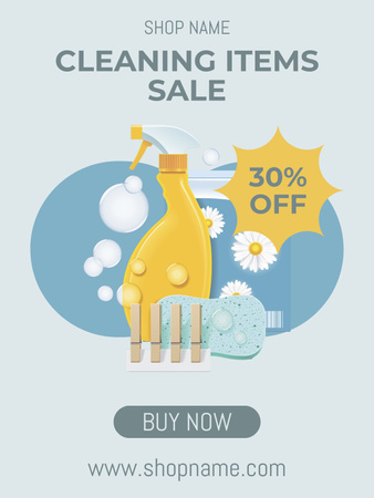 Platilla de diseño Cleaning Items Sale Cartoon Illustrated Poster US