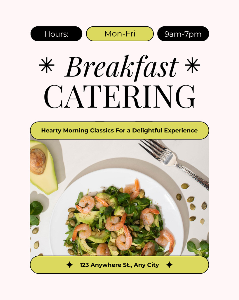 Designvorlage Morning Meals Catering Service für Instagram Post Vertical