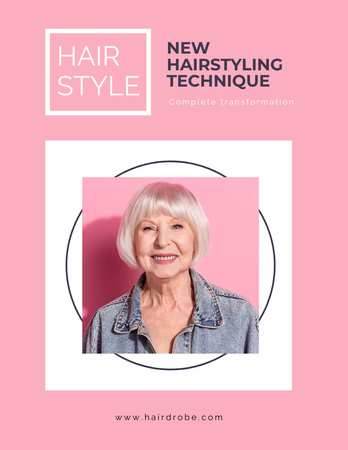 New Hairstyling Technique Ad in Pink Poster 8.5x11in – шаблон для дизайну