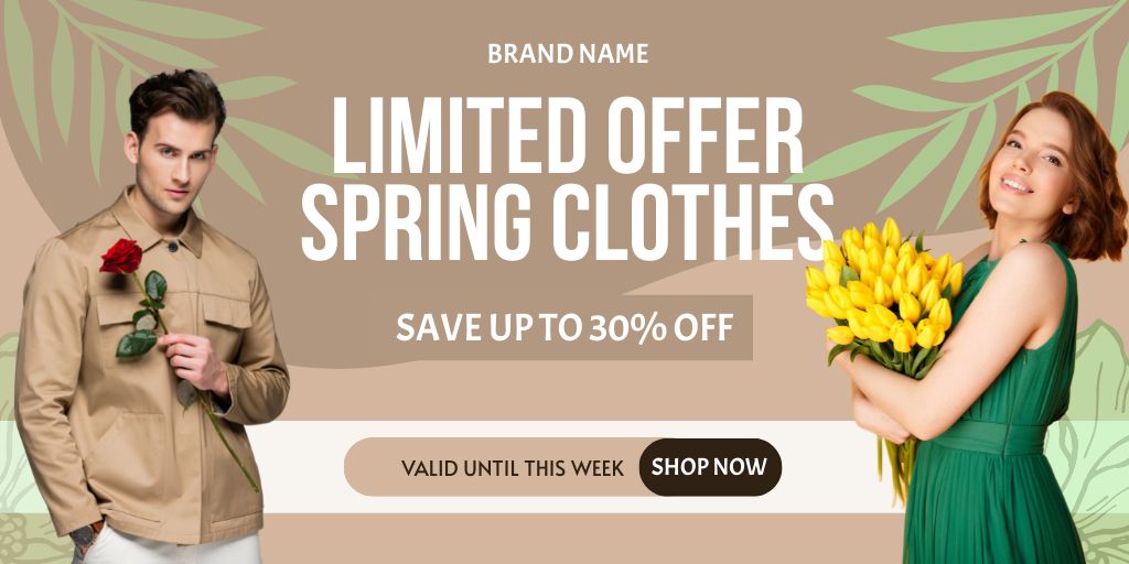 Template di design Young Couples Spring Sale Announcement Twitter