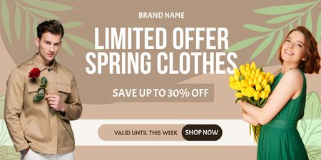 Young Couples Spring Sale Announcement Twitter Design Template