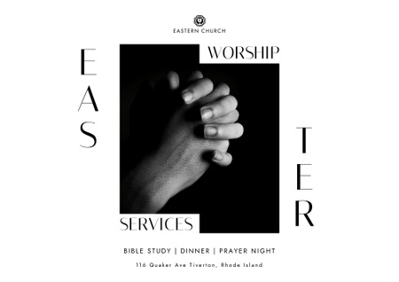 Easter Worship Services Poster B2 Horizontal Tasarım Şablonu