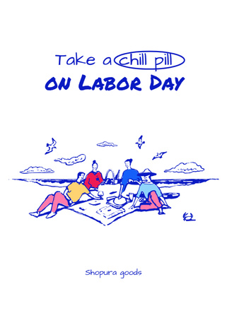 Labor Day Celebration Announcement Postcard 5x7in Vertical Design Template