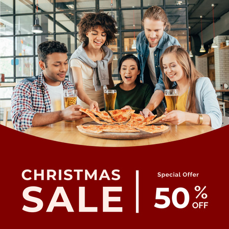 Designvorlage Discount Offer on Pizza at Christmas für Animated Post