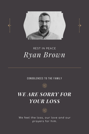 Sympathy Words To Family For Loss on Grey Postcard 4x6in Vertical Design Template