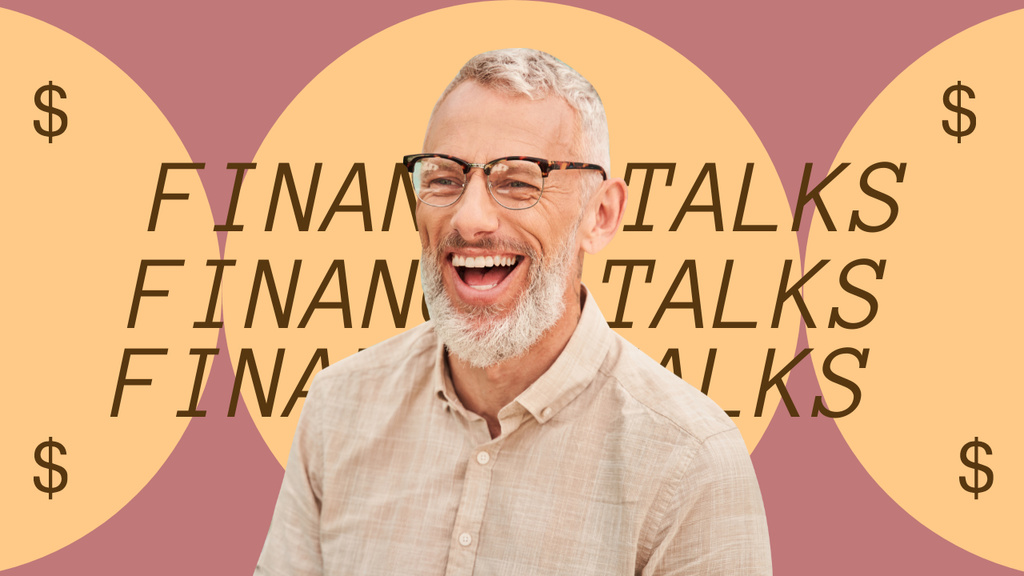 Designvorlage Financial Talks Podcast Announcement with Laughing Man für Youtube Thumbnail
