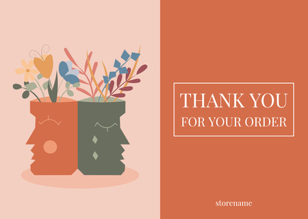 Message Thank You For Your Order with Flowers in Pots Card Design Template
