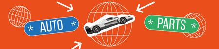 Auto Parts Offer with Car illustration Ebay Store Billboard Modelo de Design