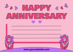 Happy Anniversary Greetings with Cute Pink Flowers