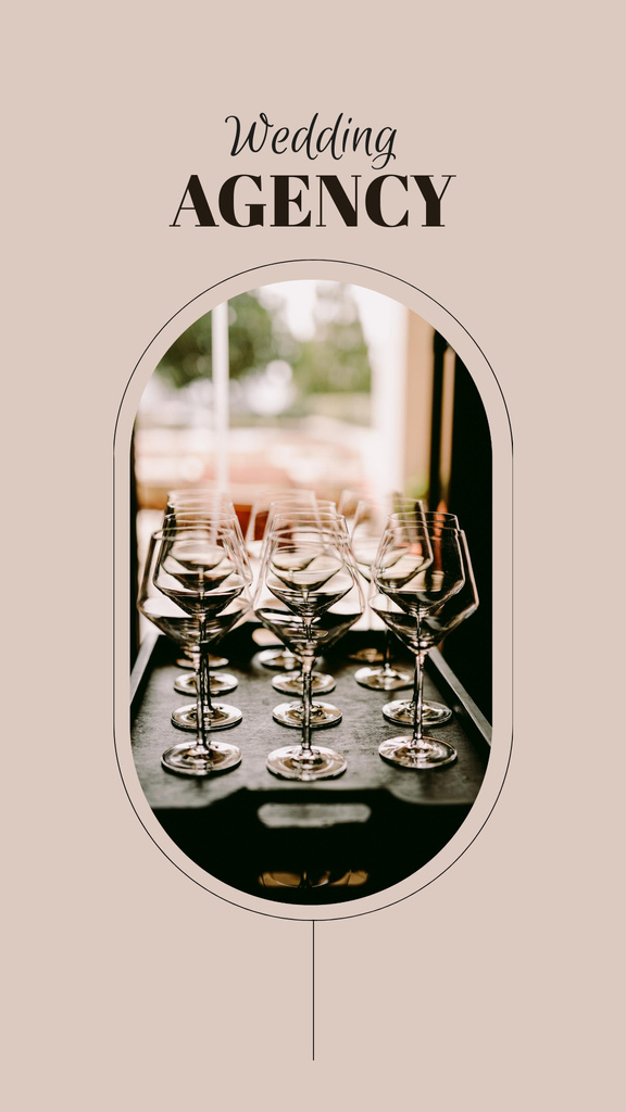 Wedding Agency Services Offer with Wineglasses Instagram Story Tasarım Şablonu