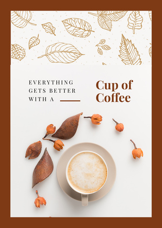 Platilla de diseño Cup Of Coffee With Milk Postcard A6 Vertical