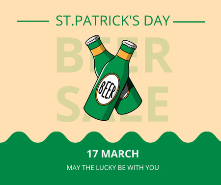 Ontwerpsjabloon van Facebook van Happy St. Patrick's Day with Beer Bottles