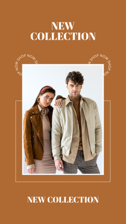 Young Couple in Stylish Outfits Instagram Story Design Template