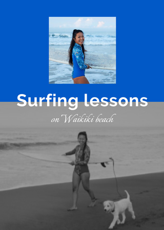 Surfing Lessons Offer Postcard A6 Vertical Design Template