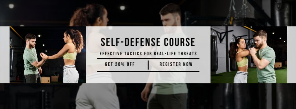 Template di design DIscount On Effective Self-Defence Course Facebook cover
