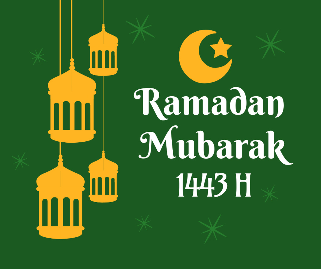 Lanterns and Crescent for Greeting on Ramadan Facebookデザインテンプレート