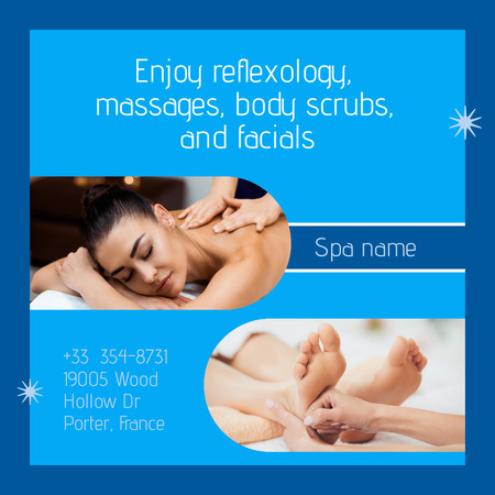 Young Woman Enjoying Massage at Spa Instagram Design Template