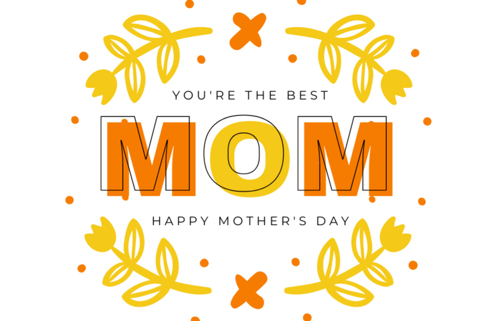 Personal Greeting on Mother's Day on Yellow Layout Thank You Card 5.5x8.5in Design Template