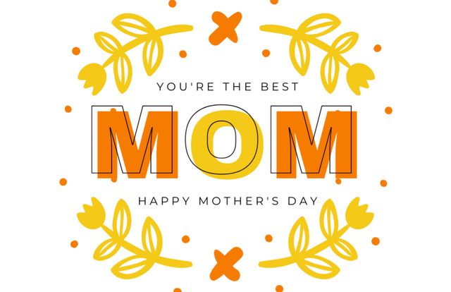 Personal Greeting on Mother's Day on Yellow Layout Thank You Card 5.5x8.5in Design Template