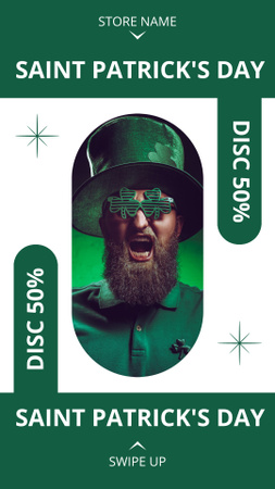 St. Patrick's Day Sale with Redbeard Man Instagram Story Design Template