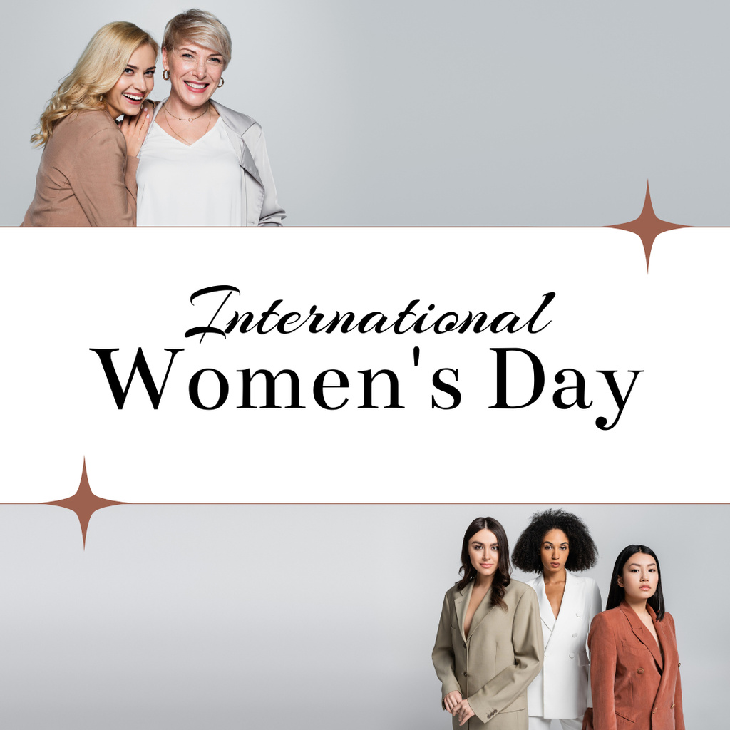 International Women's Day Announcement with Women of Different Age Instagram Modelo de Design