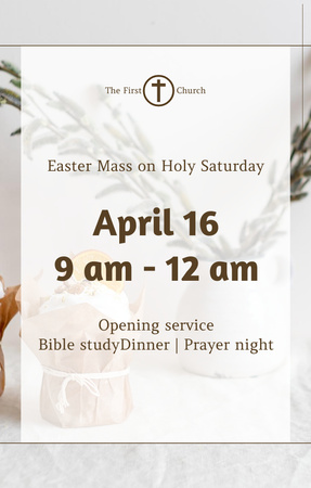 Announcement of Easter Mass on Holy Saturday Invitation 4.6x7.2in Design Template