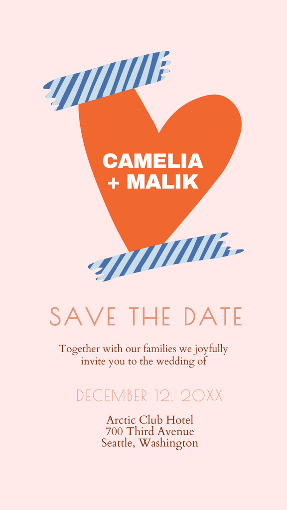 Wedding Invitation with Heart Instagram Story Design Template