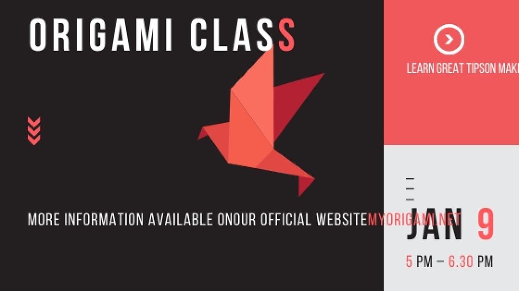Origami Classes Invitation Paper Bird in Red Title Tasarım Şablonu
