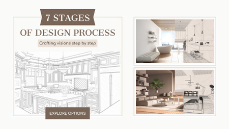 Set Of Stages Of Design And Architectural Workflow Full HD video Design Template