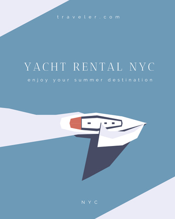 Szablon projektu Yacht Rental Services in NYC on Blue Poster 16x20in