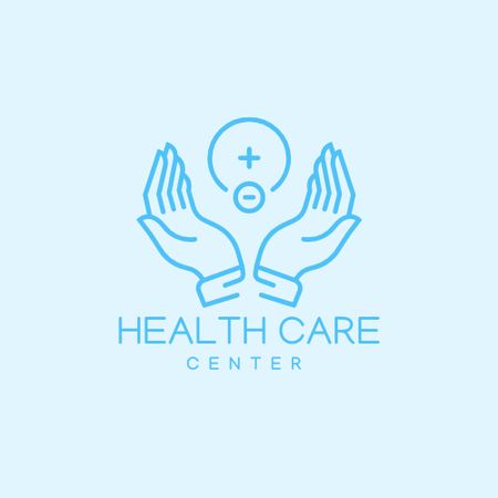 Medical Care Symbol with Caring Hands Logo tervezősablon