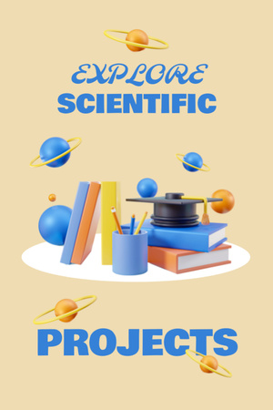 Scientific Projects Announcement with Books Postcard 4x6in Vertical Design Template