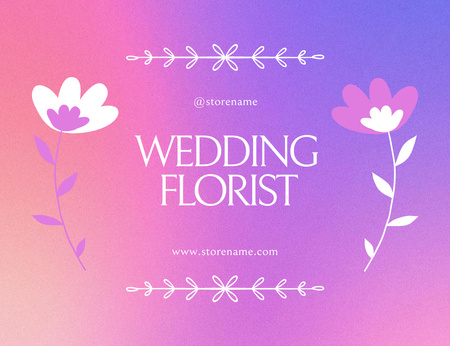 Düğün Çiçekçisi Önerisi Thank You Card 5.5x4in Horizontal Tasarım Şablonu