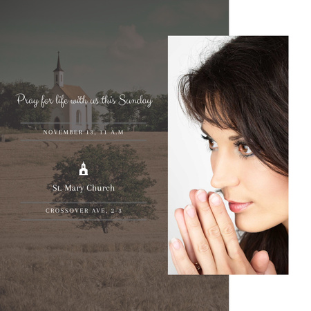 Young Woman praying Instagram Šablona návrhu