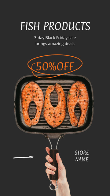 Template di design Fish Products Sale on Black Friday Instagram Story