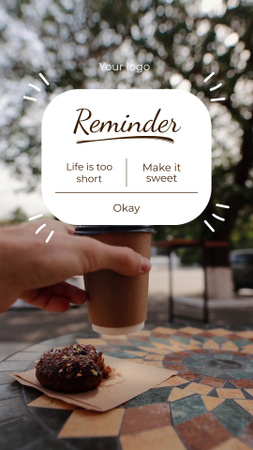 Cute Reminder with Cookie and Coffee TikTok Video Design Template