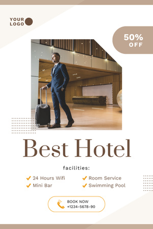 Melhor layout de anúncio de hotel com foto Pinterest Modelo de Design