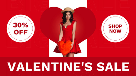 Valentine's Day Sale with Woman in Red Dress FB event cover Tasarım Şablonu