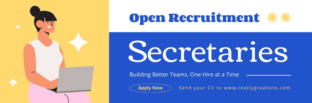 Plantilla de diseño de Open Recruitment Of Secretaries Announcement Twitter 