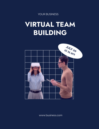 Virtual Team Building Announcement Invitation 13.9x10.7cm Design Template
