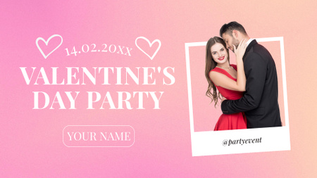 Valentine's Day Party Invitation with Couple in Love FB event cover Design Template