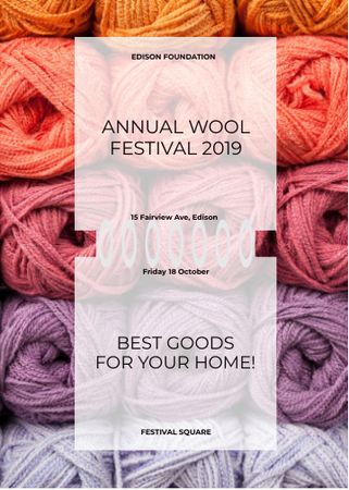 Ontwerpsjabloon van Invitation van Knitting Festival Wool Yarn Skeins